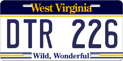 WV license plate DTR226