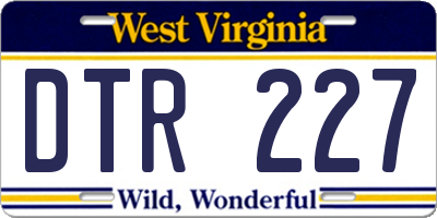 WV license plate DTR227