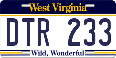 WV license plate DTR233