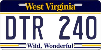 WV license plate DTR240