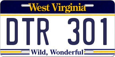 WV license plate DTR301