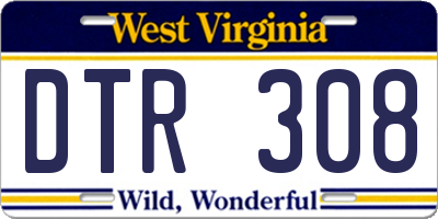 WV license plate DTR308