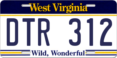 WV license plate DTR312