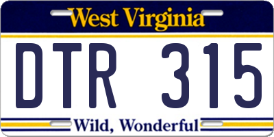 WV license plate DTR315