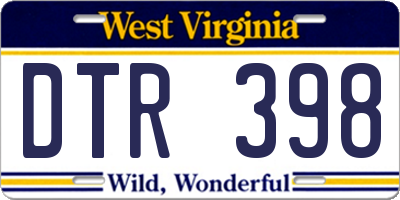 WV license plate DTR398