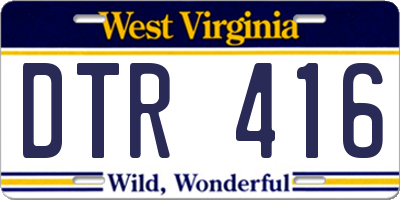 WV license plate DTR416
