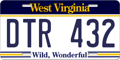 WV license plate DTR432
