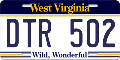 WV license plate DTR502