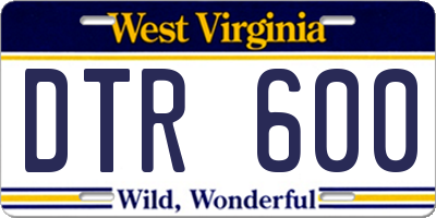 WV license plate DTR600