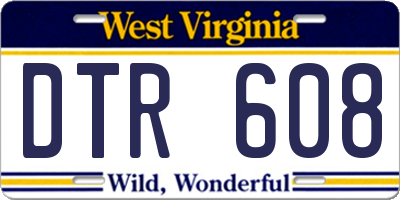 WV license plate DTR608