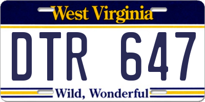 WV license plate DTR647