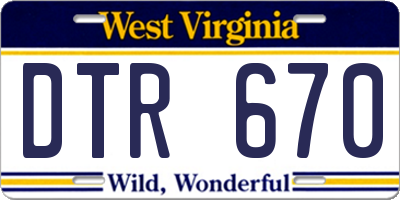 WV license plate DTR670