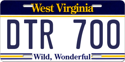 WV license plate DTR700