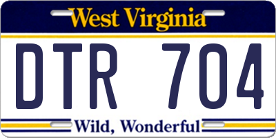 WV license plate DTR704