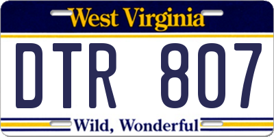 WV license plate DTR807