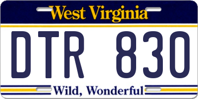 WV license plate DTR830