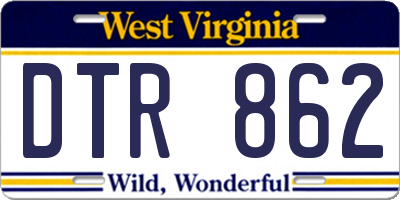 WV license plate DTR862