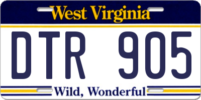 WV license plate DTR905