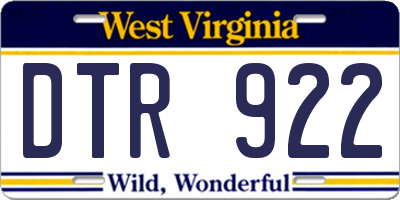 WV license plate DTR922