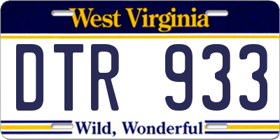 WV license plate DTR933