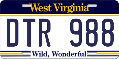 WV license plate DTR988