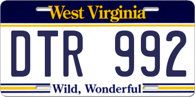 WV license plate DTR992