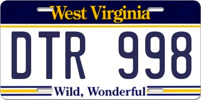 WV license plate DTR998