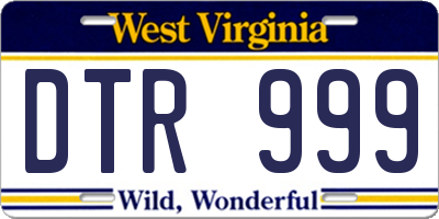 WV license plate DTR999