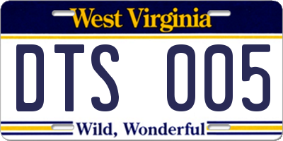WV license plate DTS005