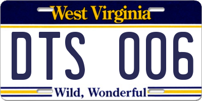 WV license plate DTS006