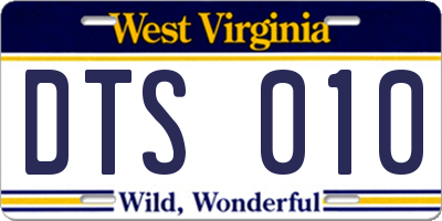 WV license plate DTS010