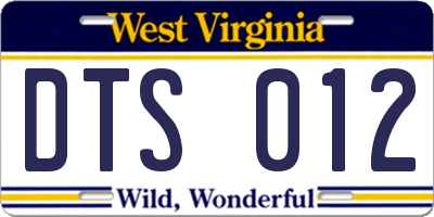 WV license plate DTS012
