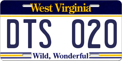 WV license plate DTS020