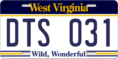 WV license plate DTS031