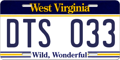 WV license plate DTS033
