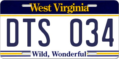 WV license plate DTS034