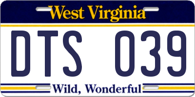 WV license plate DTS039