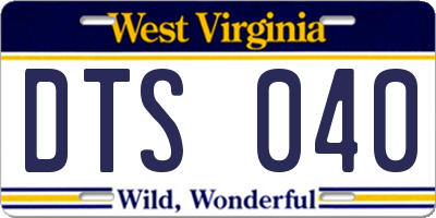 WV license plate DTS040