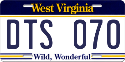 WV license plate DTS070