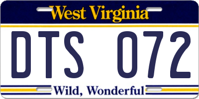 WV license plate DTS072