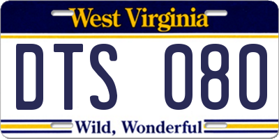 WV license plate DTS080