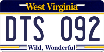 WV license plate DTS092