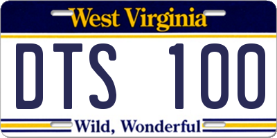 WV license plate DTS100