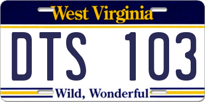 WV license plate DTS103