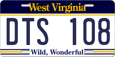 WV license plate DTS108