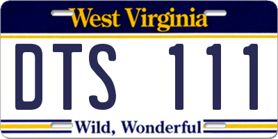 WV license plate DTS111
