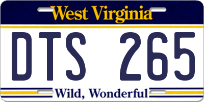 WV license plate DTS265