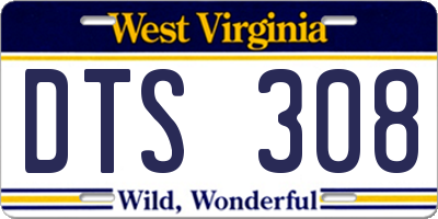 WV license plate DTS308