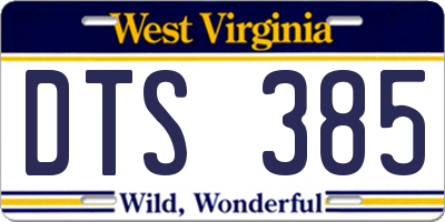 WV license plate DTS385
