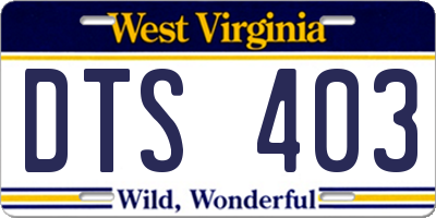 WV license plate DTS403